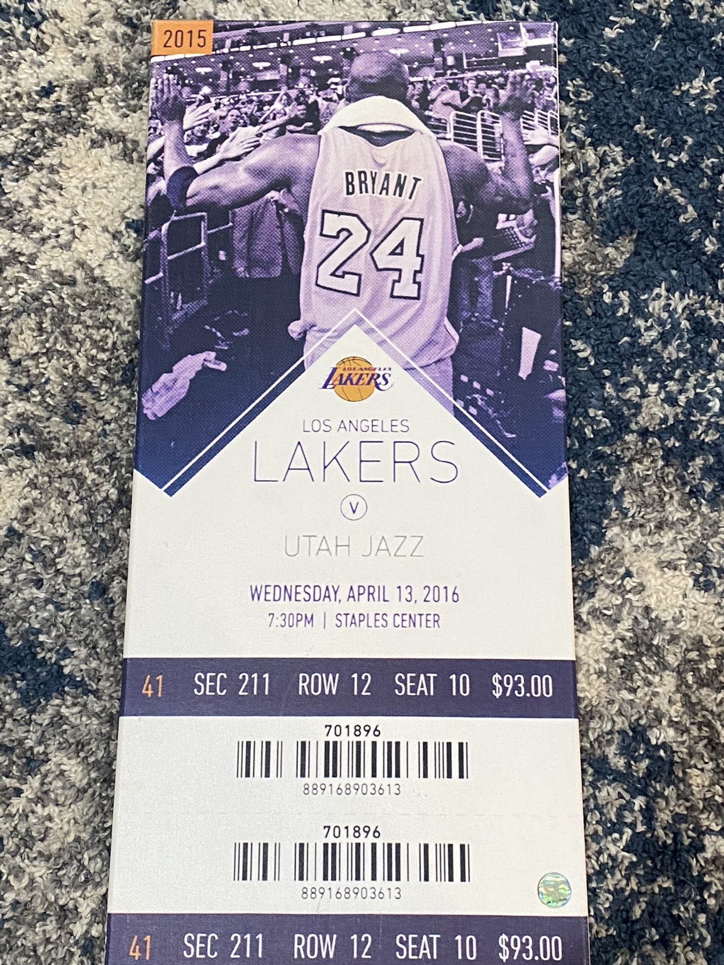 Kobe Last Game Ticket canvas