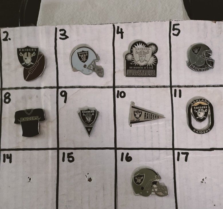 Las Vegas Raiders Pins, Keychains, Earrings