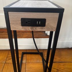 Side Table With USB And A/C Outlets