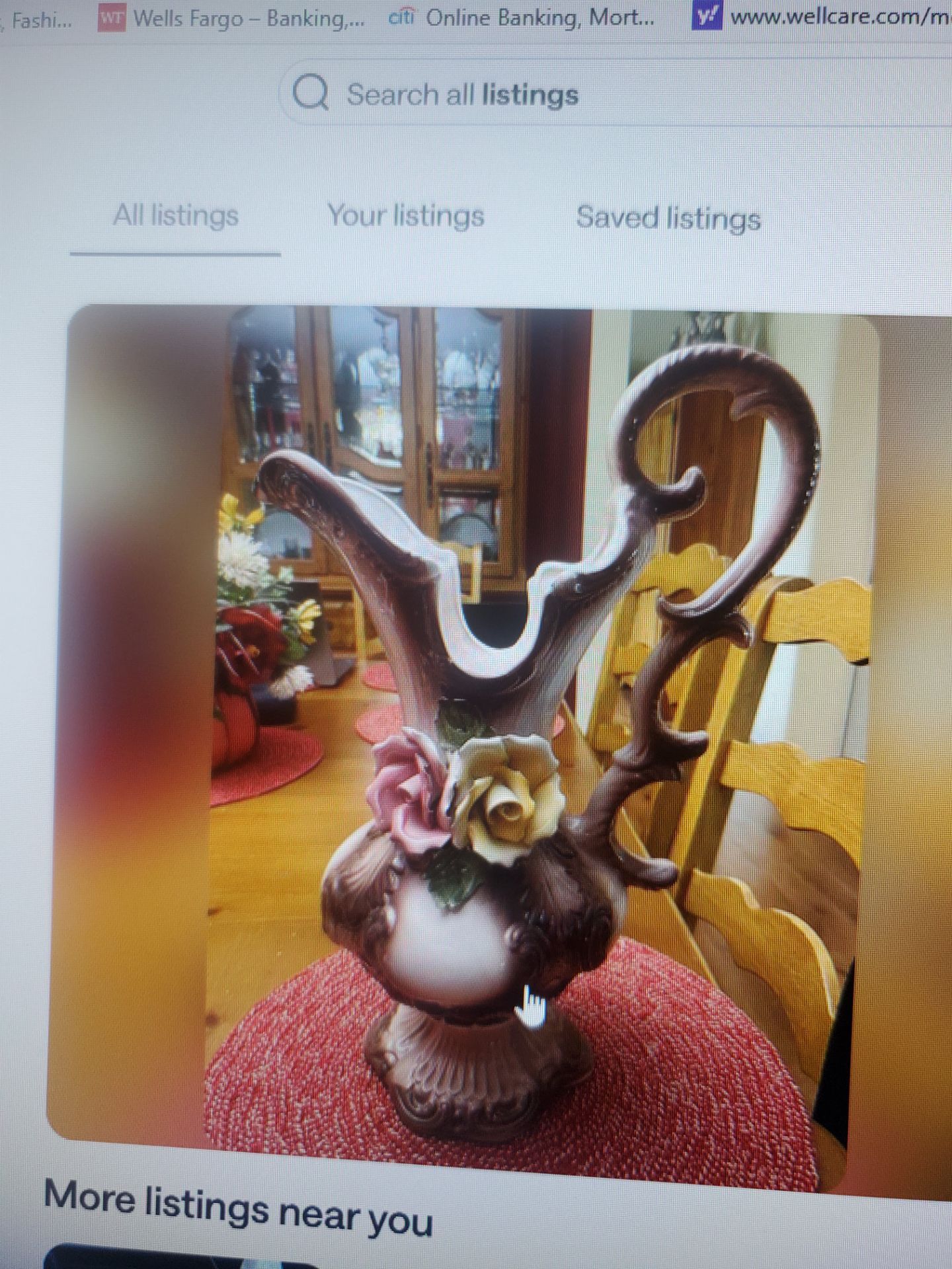 Capodimonte tall vase/pitcher,vintage