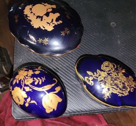 3 Piece Set of Limoges Trinket Boxes