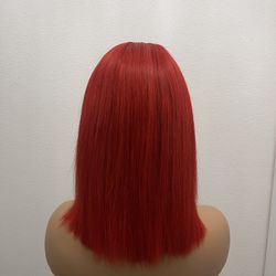 12” Red T Part Lacefront Bob Human Hair Wig
