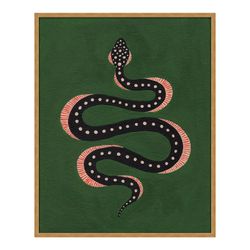 Apple the Snake by Willa Heart in Gold Framed Paper, Large Art Print