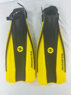 Aqua Lung U.S. Divers Adjustable Snorkeling Fins – Yellow/Black – Size 9–13