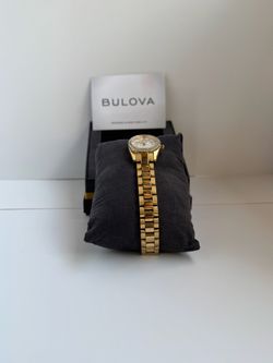 New Bulova Classic Gold tone stainless steel crystal women’s watch model 98L315