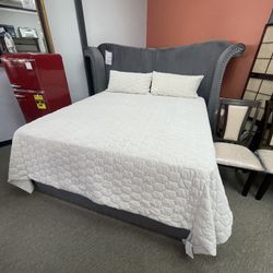 Velvet Gray King Bed 