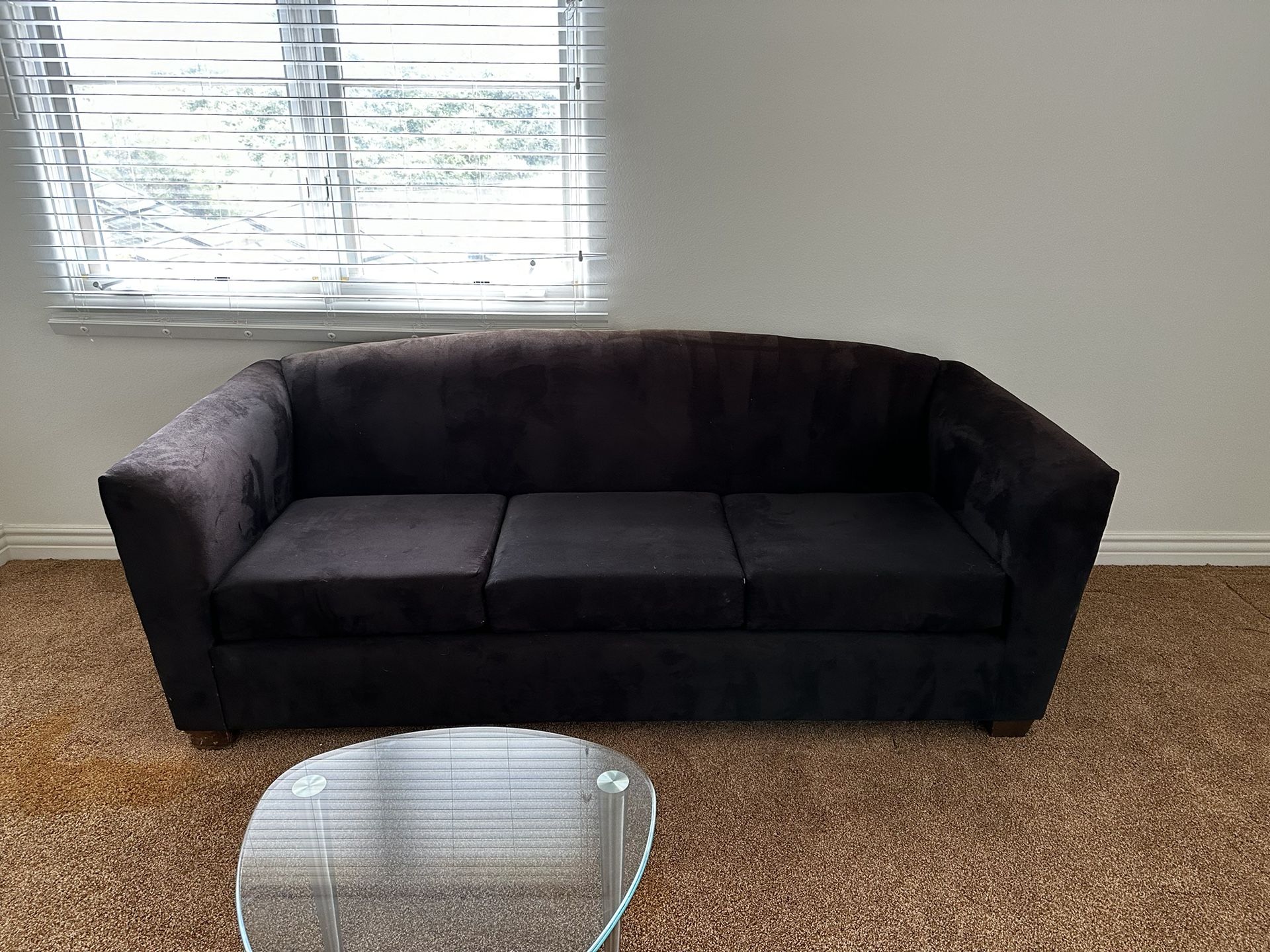 3 Cushion “Manhattan” Style Black Couch