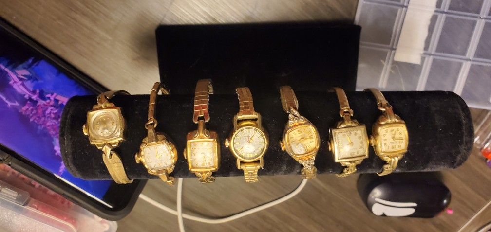 7 Old Watches. Rolled Gold, Plated And Base Metal.