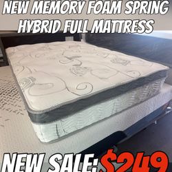 NEW MEMORY FOAM SPRING HYBRID FULL MATTRESS 