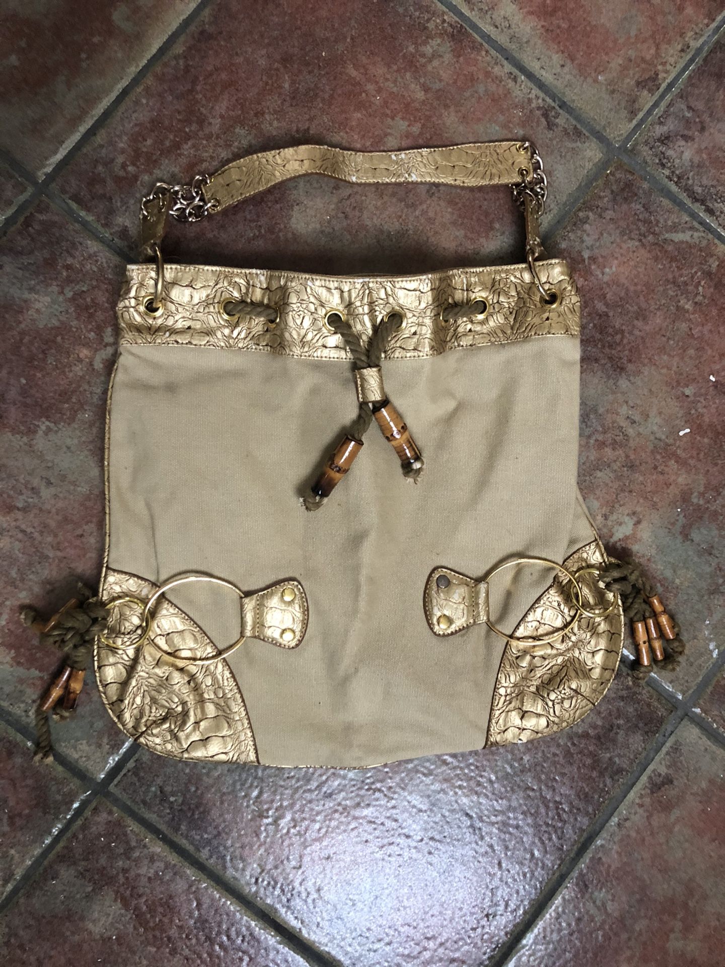 Melie Blanco Tan/gold Hobo Bag