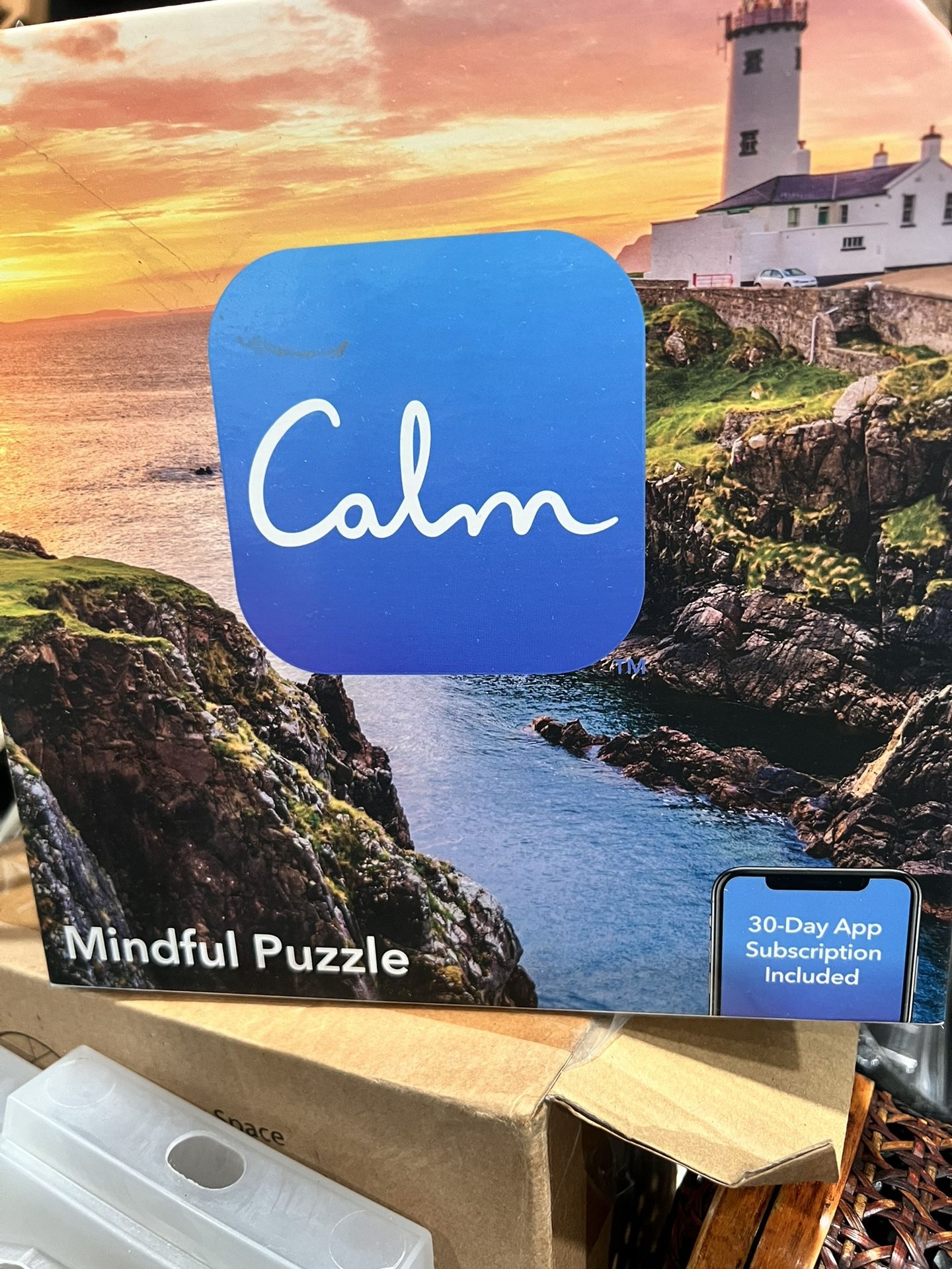 Calm Mindful Puzzle with scenic coastal image. Includes 30-day app subscription. Great gift