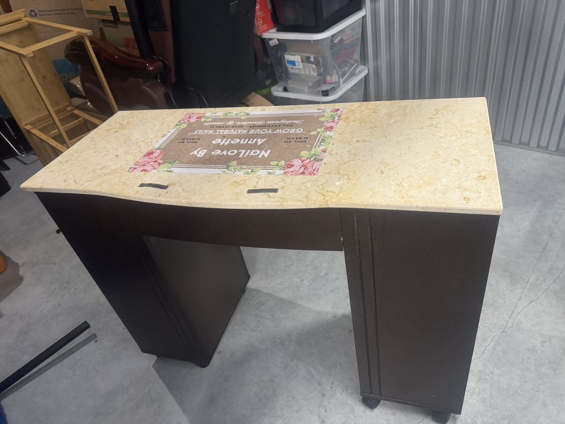 Marble Top And Wood Nail Table $200