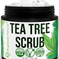 Tea Tree Oil Body Scrub - 8 oz 100% Natural Body & Foot Exfoliator with Tea Tree Oil - Best Scrub with Dead Sea Salt and Essential Oils by Premium Nat