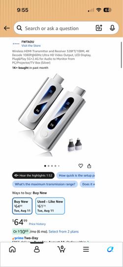 Brand new unopened box wireless HDMI transmitter and receiver