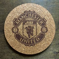 Manchester United Logo Laser Engraved Cork Coaster