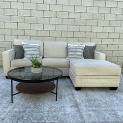 *Free Delivery* Living Spaces Beige Sectional w/ Reversible Chaise