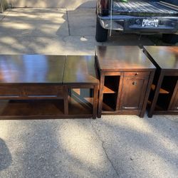 Large Adjustable Coffee Table & End Tables Solid Wood Custom Painting Available 