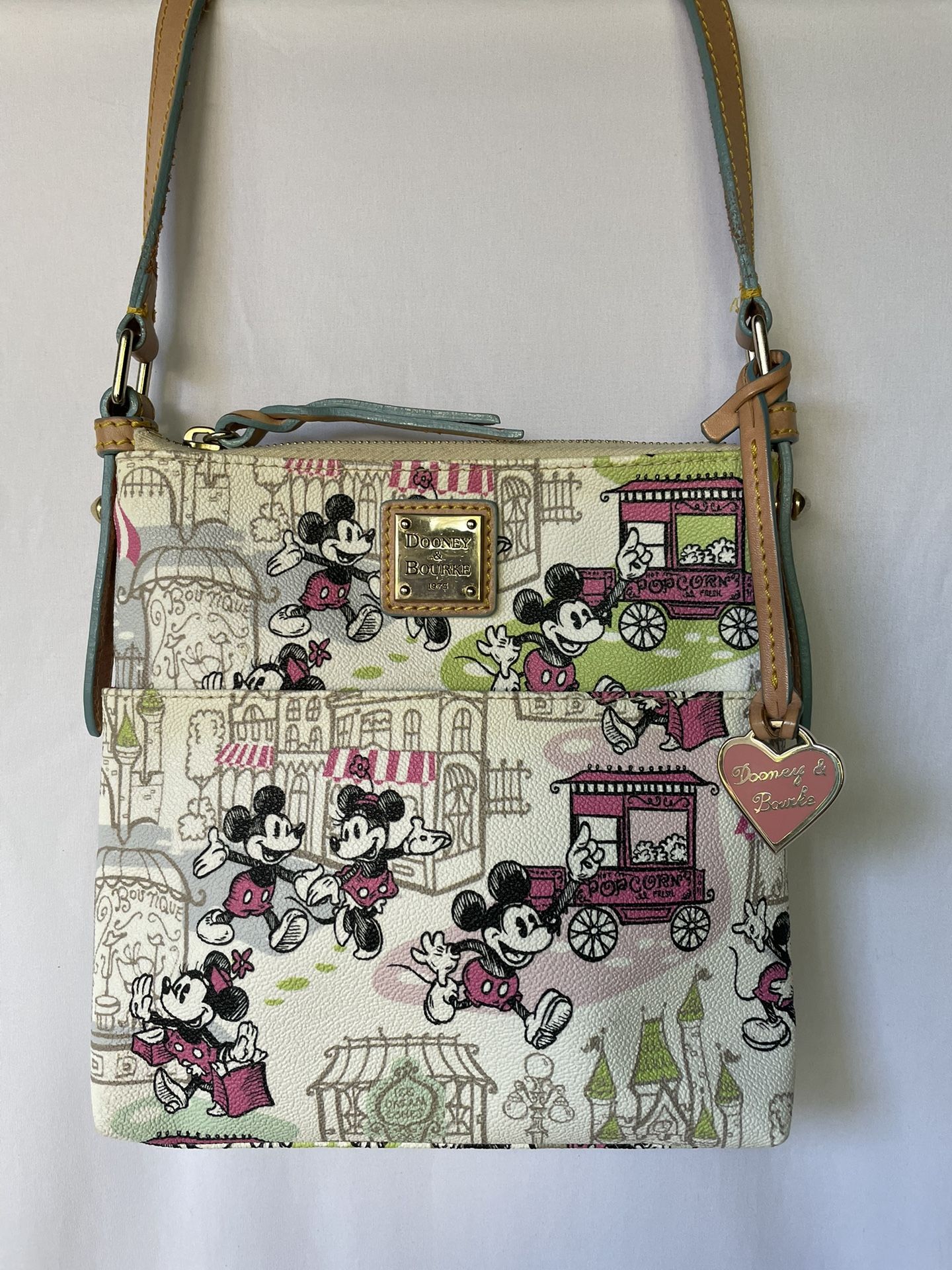 Dooney & Bourke Mickey + Minnie Downtown Pink Letter Carrier/Crossbody