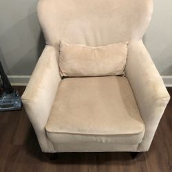 White Armchair W/ Lower Back Pillow