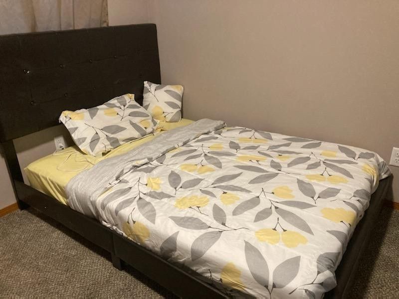 Leather Full Size Platform Bedframe With Headboard