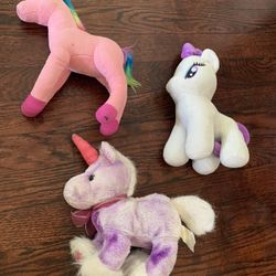 Mixed Lot Of  3 Push Kidz Delight Petus Unicorn Stuffed Animals