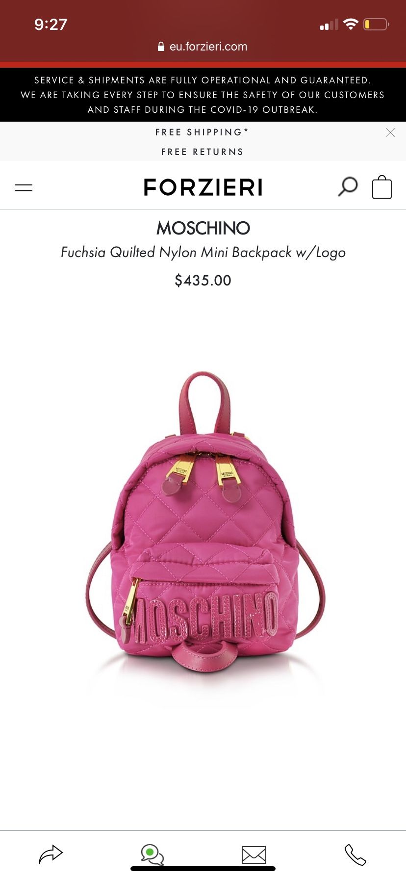 Moschino quilted nylon mini backpack
