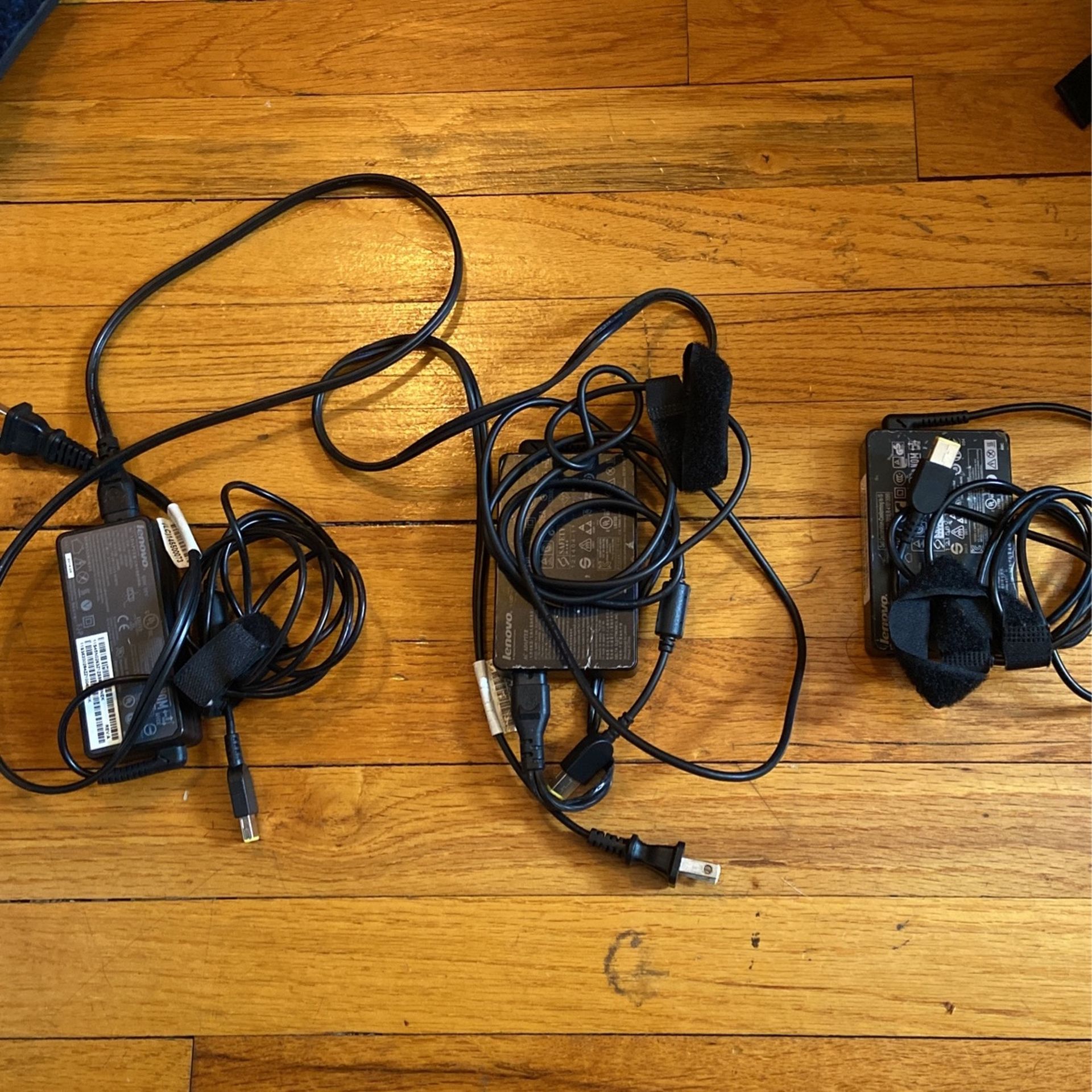 Three Lenovo 65w Chargers Ac Adapters