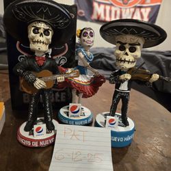 Albuquerque Isotopes Mariachi Sugar Skull Bobbleheads 