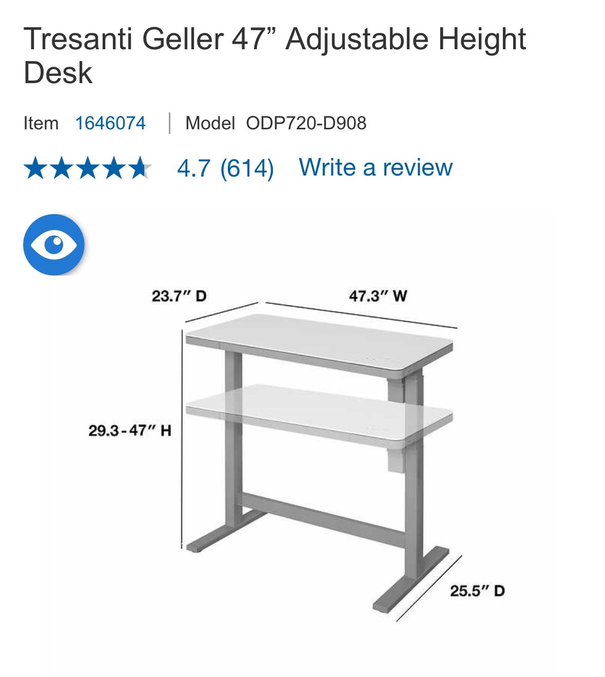 Tresanti Geller 47” Adjustable Height Desk for Sale in Hermosa Beach, CA OfferUp
