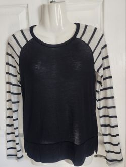 Rue21 Womens Black Striped Slevee Size M T-Shirt Top Long Sleeve 