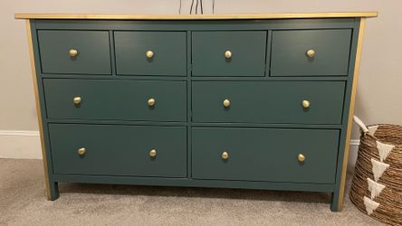 Green & Gold 8-Drawer Dresser / TV Console – 62.5” Wide