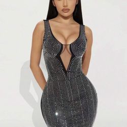 Black Rhinestone Dress