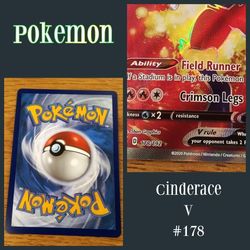 Pokemon TCG: Cinderace V #178 (Full Art) Rebel Clash UR,HF,NM