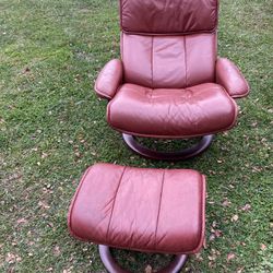Ekornes Stressless Leather Recliner Chair & Ottoman Norway Furniture