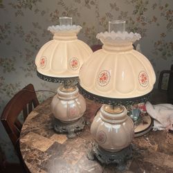 Vintage Hurricane Parlor Lamps 