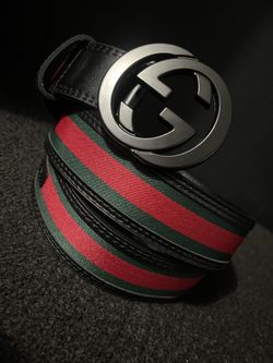 Gucci Black Leather Belt Stripe Size 34