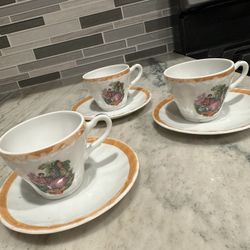 (3) Tea Cups 