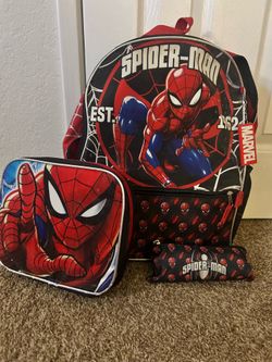 Spider-Man backpack with lunchpail and pencil case