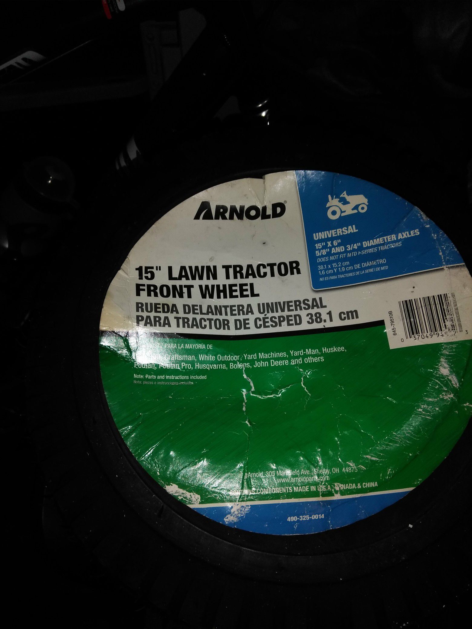 15" Lawn tractor front wheel