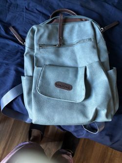Senluowei Light Blue Faux Leather Backpack