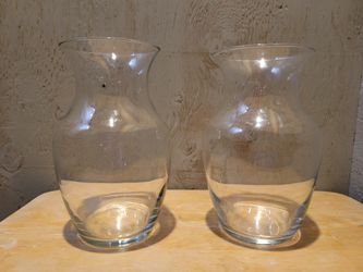 Pair Of Clear Glass Vases