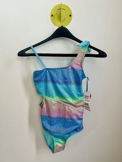 NWT limited too rainbow sparkle one piece swimsuit 50UPF (size 10/12) 