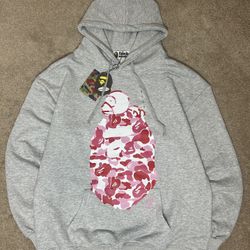 Pink Camo Ape Hoodie- Gray 