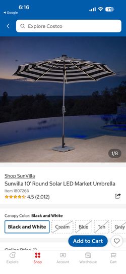 SunVilla 10' Round Solar LED Market Umbrella
