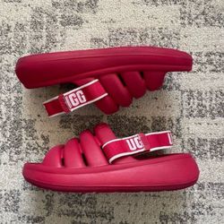Girls/Boys UGG Sport Yeah Sandal Slide Red Size 3 Youth