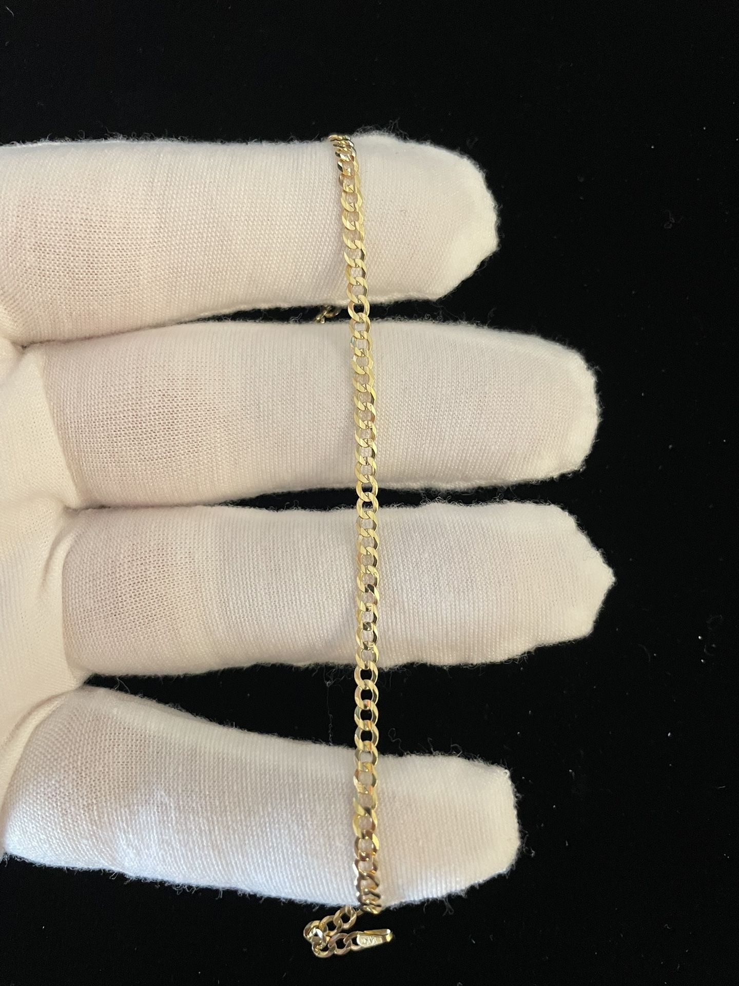 10” 14k Yellow Gold Curb Anklet