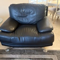 Modern Faux Leather Couch + Side Table – Excellent Condition  