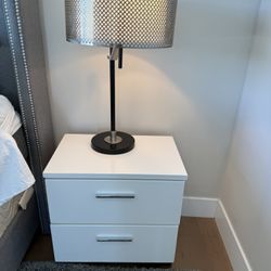 White Lacquer Nightstands and Dresser Set