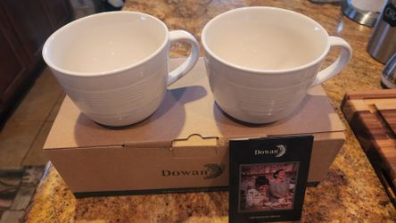 DOWAN 6 White Coffee Mug, Ceramic Soup Mugs with Handles, 17 Oz Wide Large Coffee Mugs Set of 2 x 3 set, Christmas Mug for Latte, Cappuccino, Soup, Te