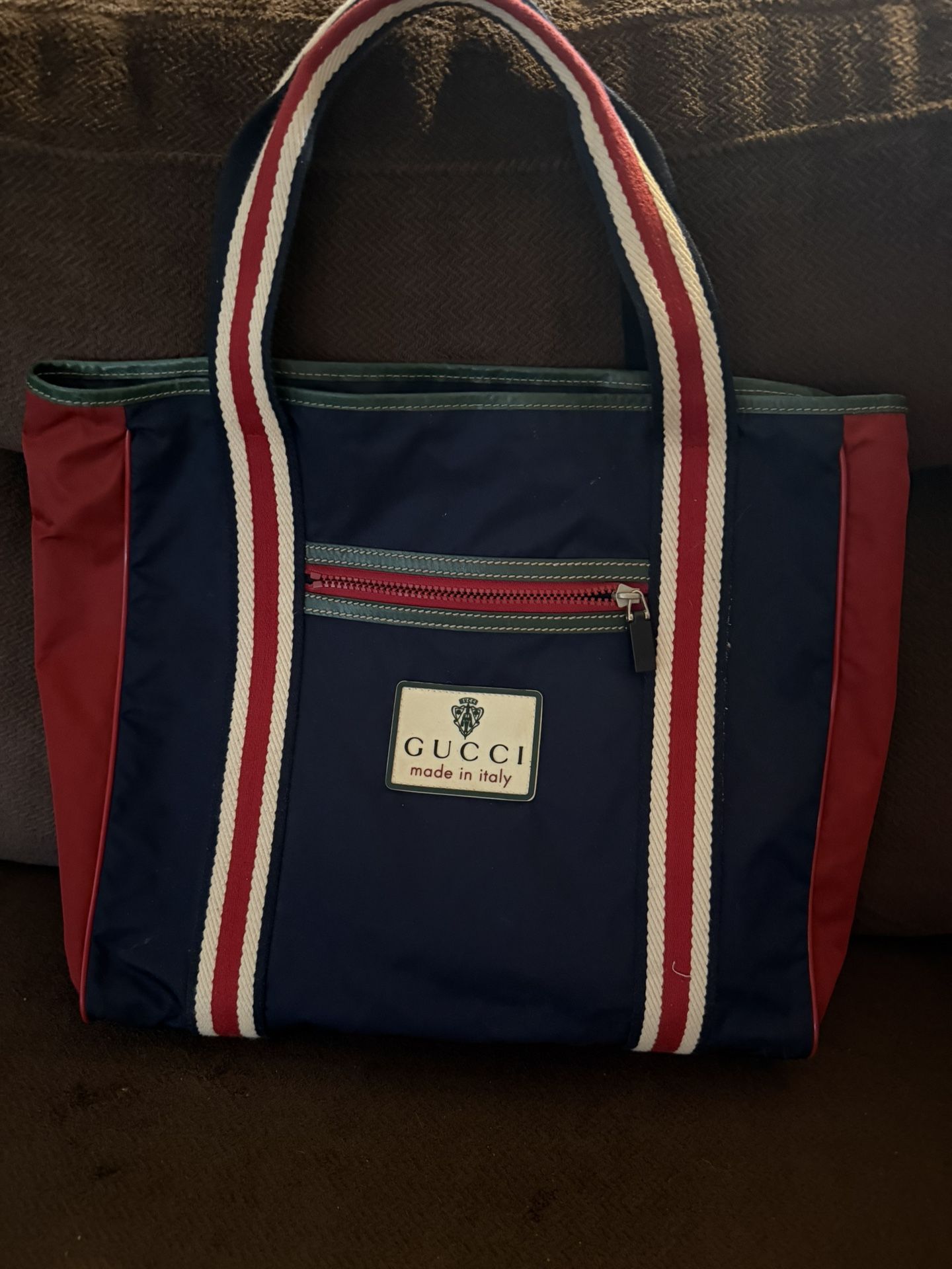 Authentic Gorgeous Gucci Sherry Line Nylon Tote Ba